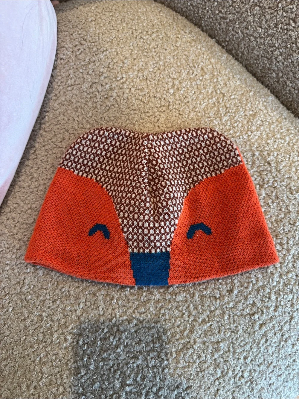 Patagonia Baby Animal Friends Beanie Fox Knit Hat Orange Reversible Fair Trade